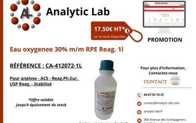 Promotion sur l’eau oxygénée 30 % RPE : profitez d’une offre exclusive chez Analytic Lab